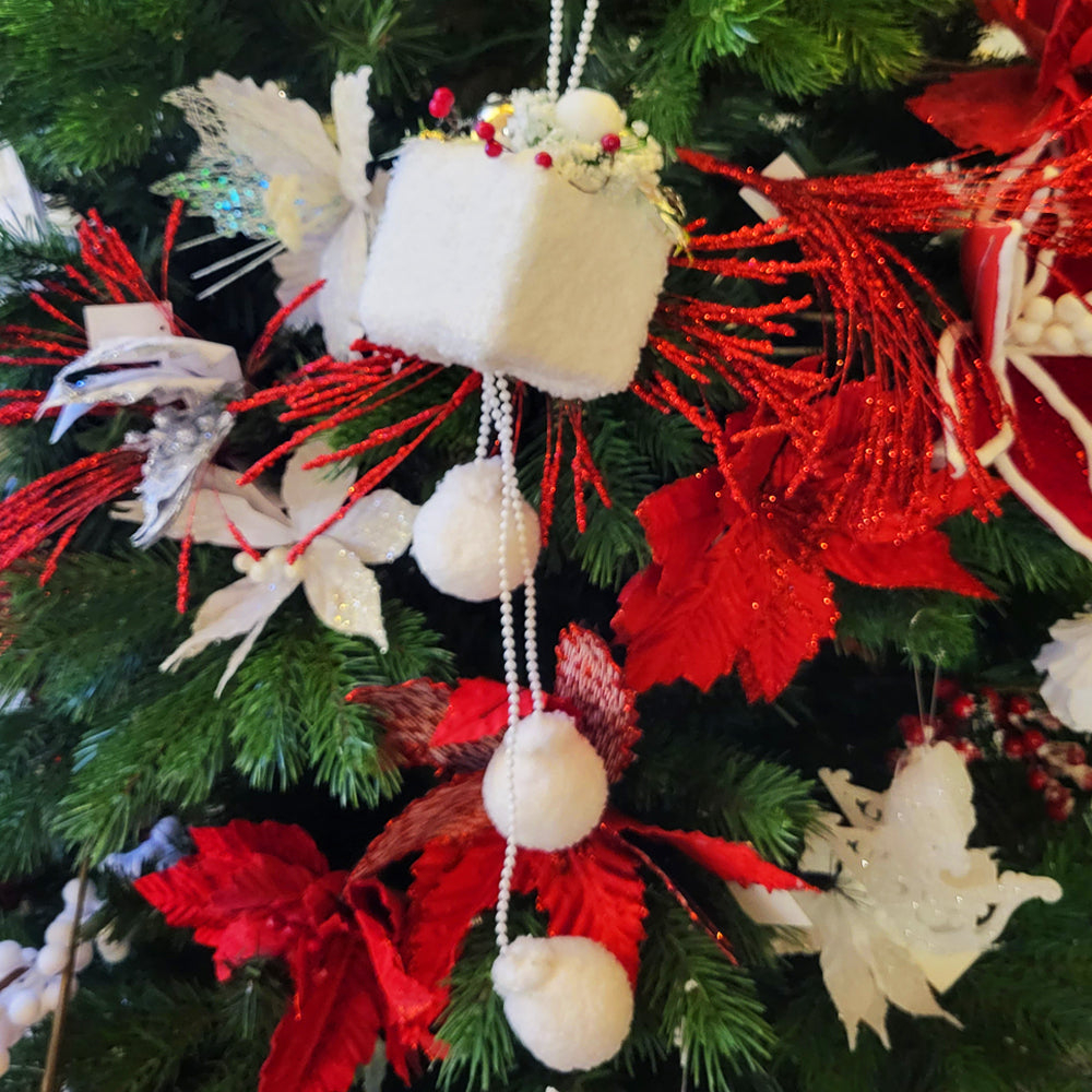 White Gift Box with Baubles