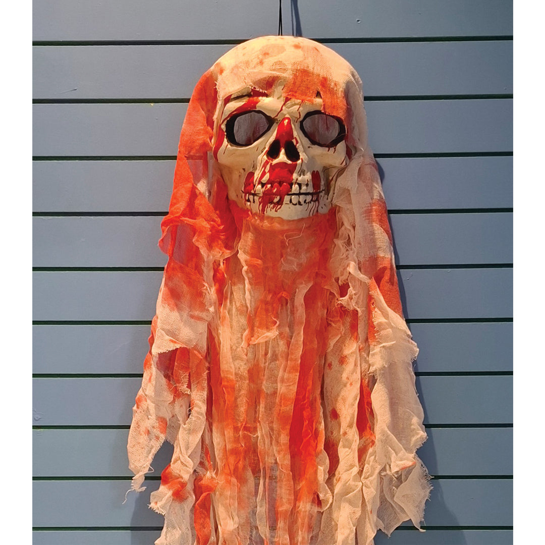 Halloween: 2m Hanging Skull with Bloody Cloth