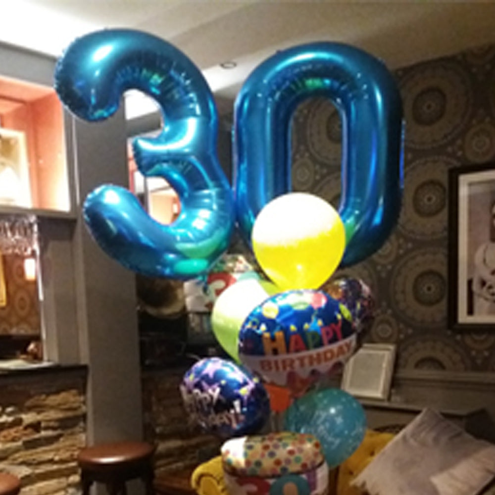 Birthday Bouquet - 11 Balloons - Jumbo Foil Numerals and Latex Balloons