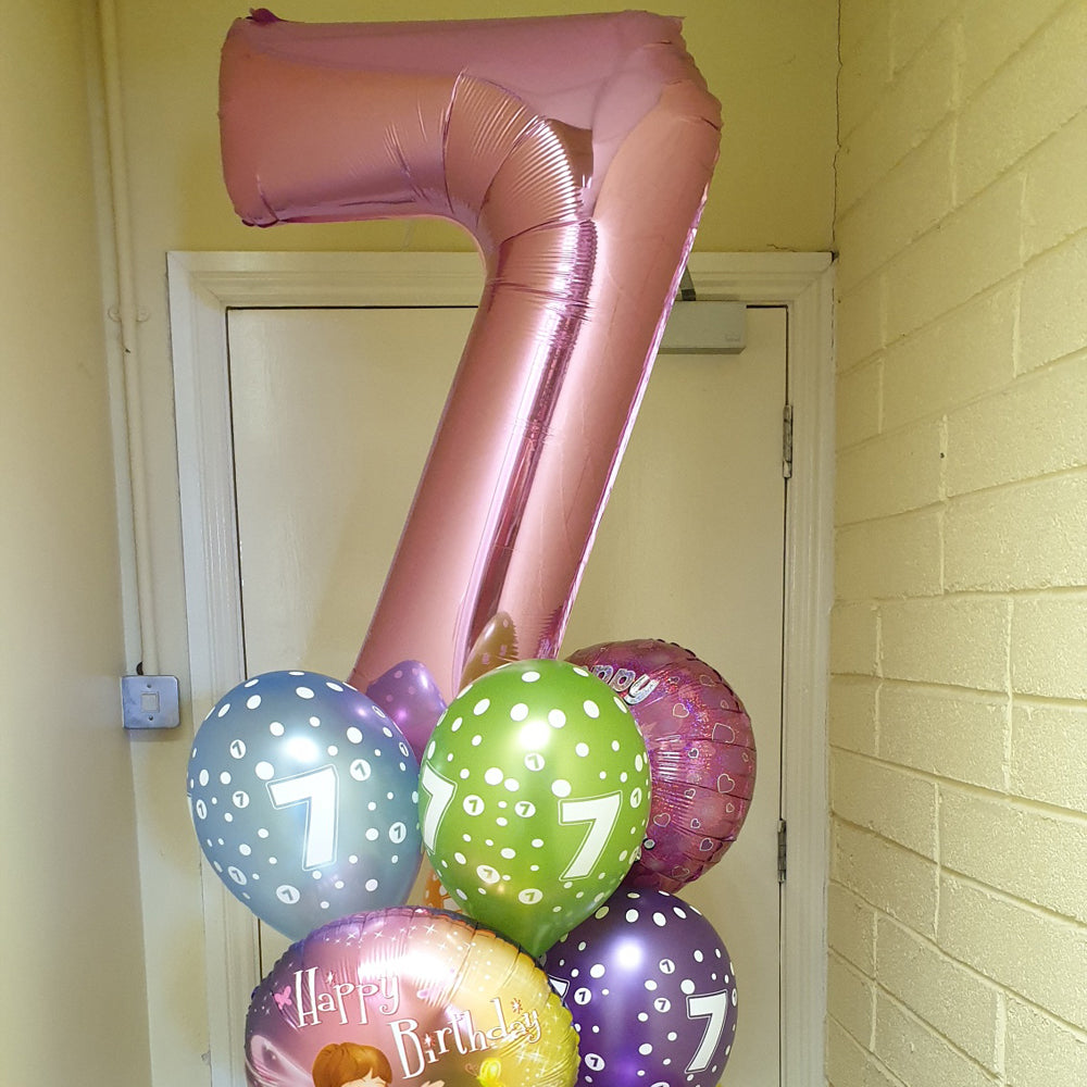 Birthday Balloon Bouquet - 10 Balloons - Jumbo Numeral & Others