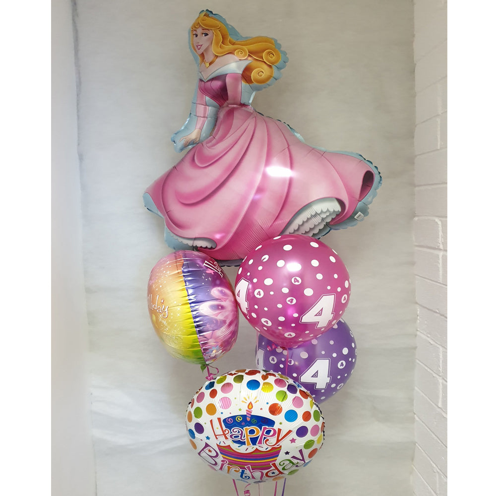 Birthday Balloon Bouquet - 5 Balloons - Princess Character Foil  & Others