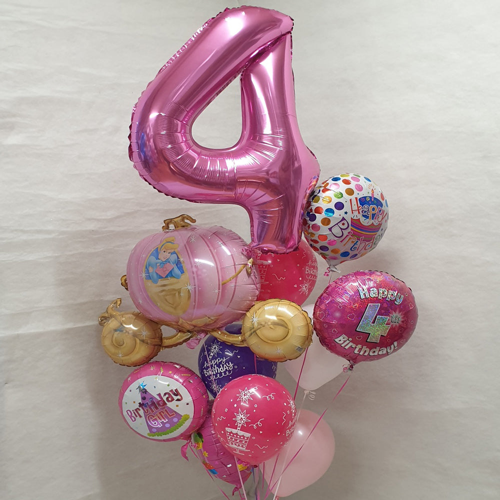 Jumbo Birthday Balloon Numeral With Disney Princess & 9 Balloon Bouquet