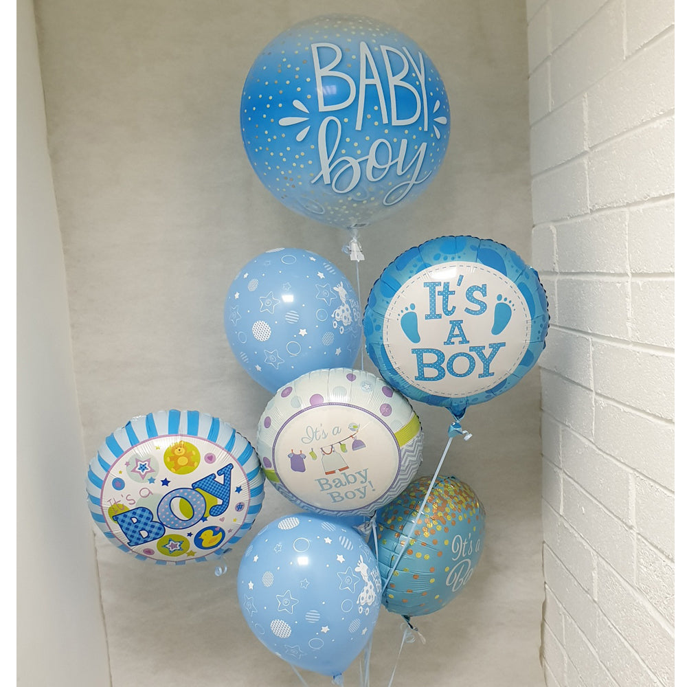New Baby Balloons! 24" Bubble Balloon With Accompanying 7 Balloon Bouquet