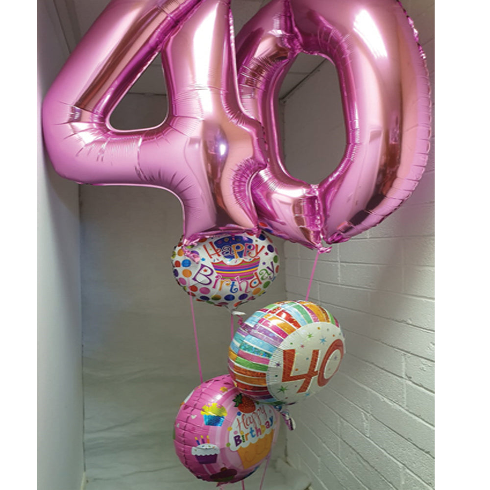 2 Jumbo Birthday Balloon Numerals With Accompanying 3 Balloon Bouquet