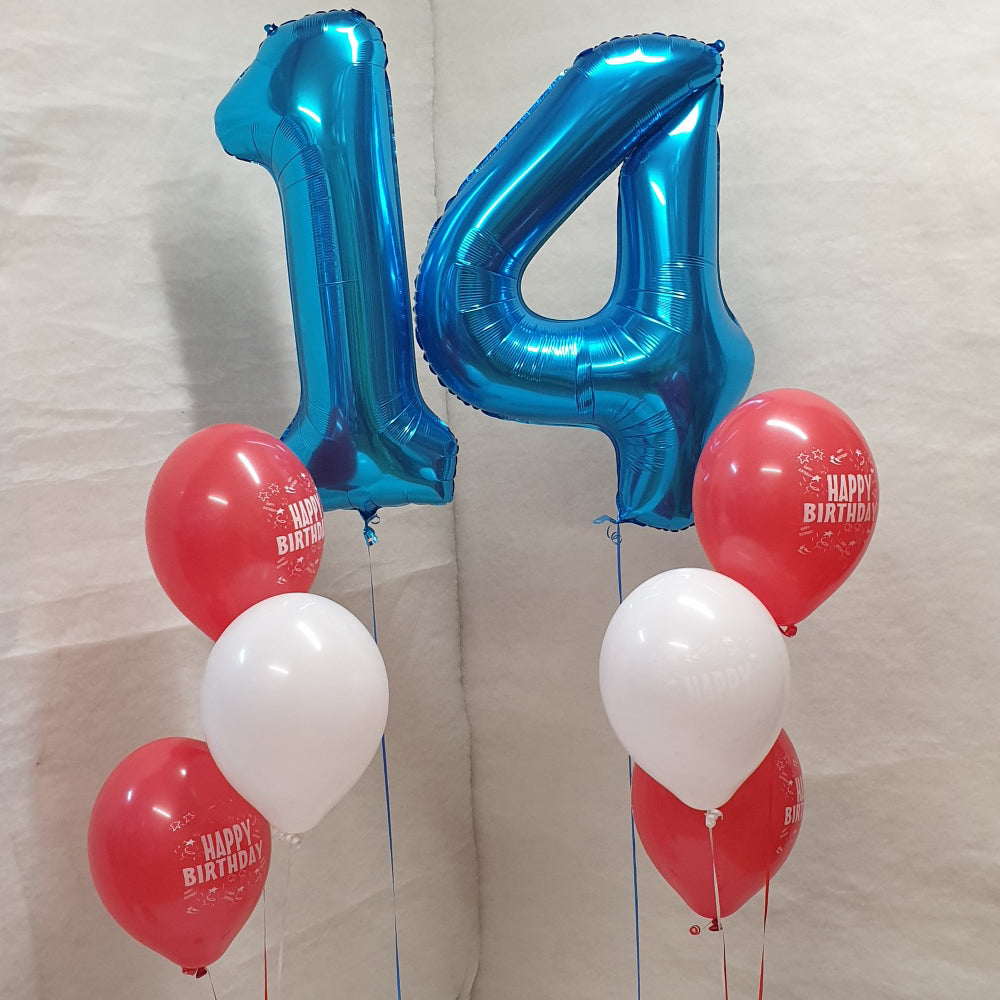 Birthday Numeral Balloons With 2 Accompanying 3 Balloon Bouquet