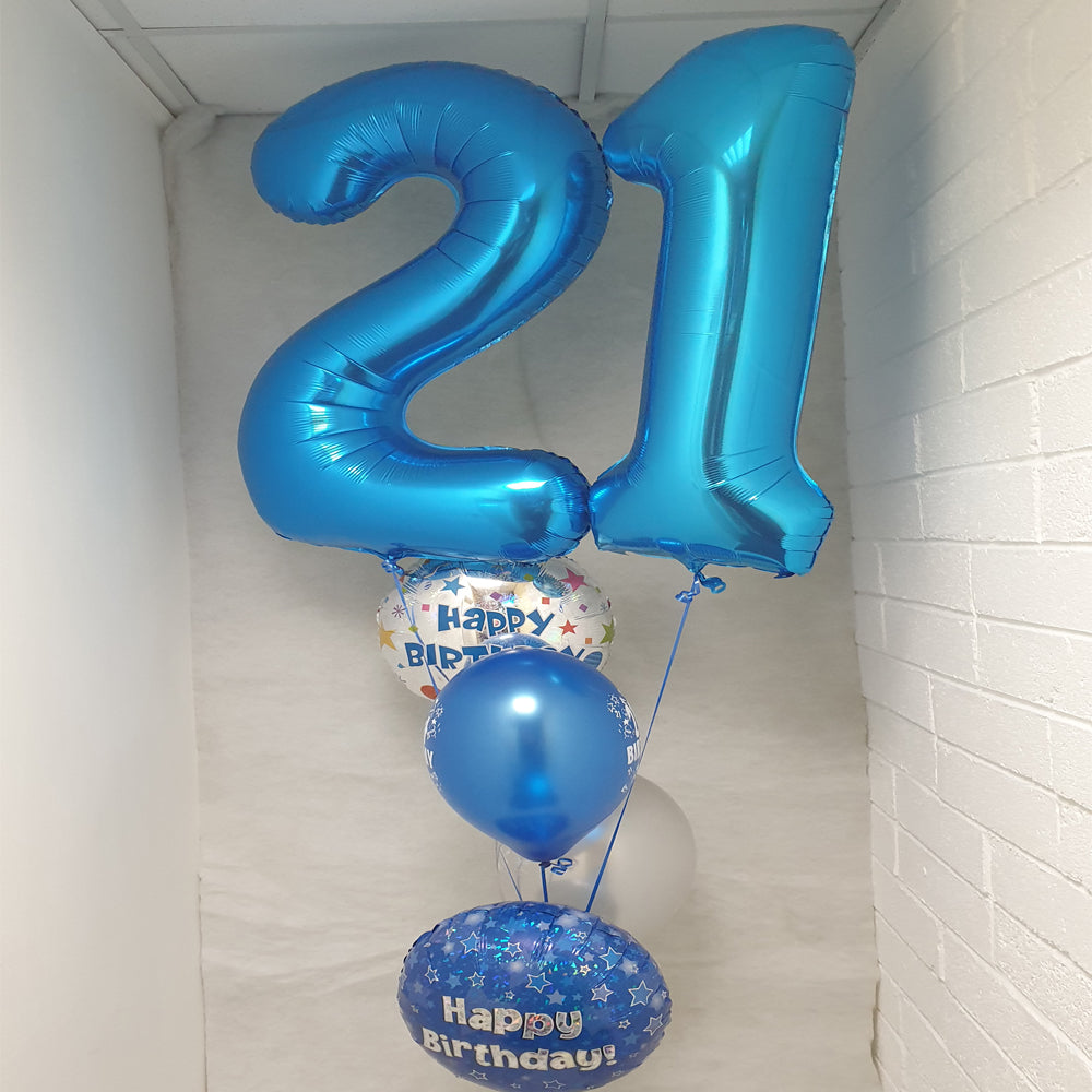 Birthday Balloon Bouquet - 6 Balloons - Jumbo Foil Numerals And Latex