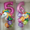 Birthday Bouquet - 9 Balloons - Unicorn and Jumbo Foil Number