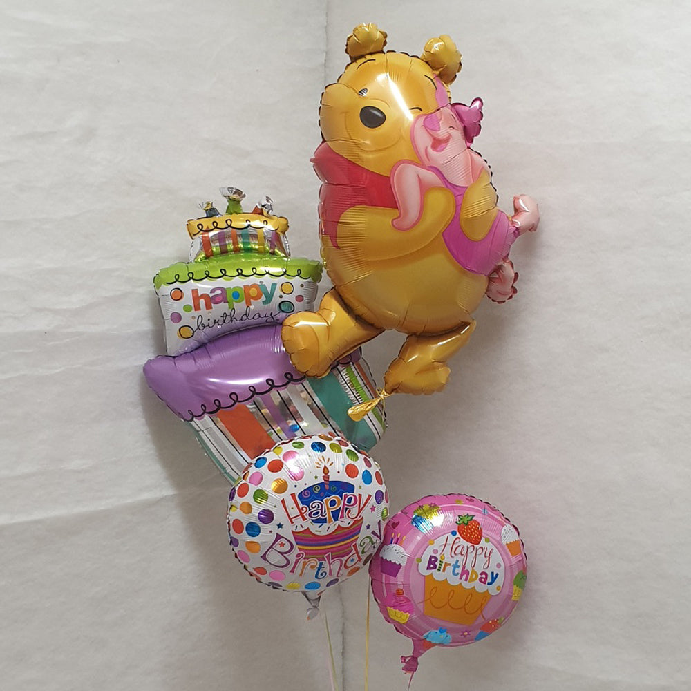 Large Birthday Cake Bouquet - 4 Balloons - Jumbo Character & Others