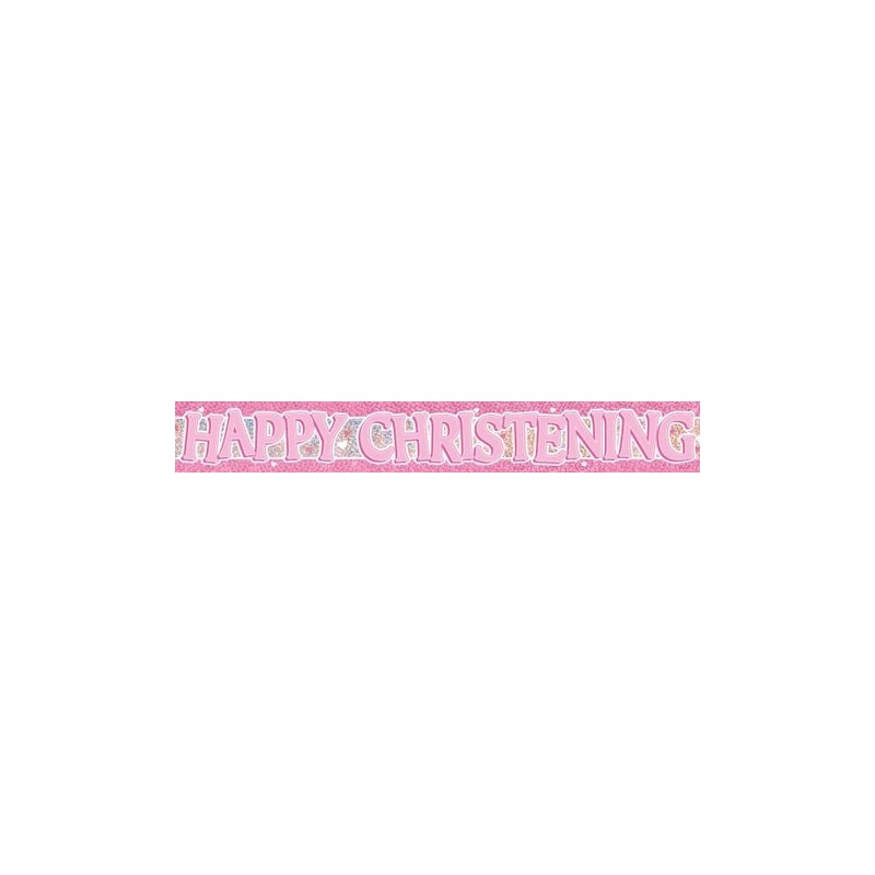 Pink Christening Strip Banner