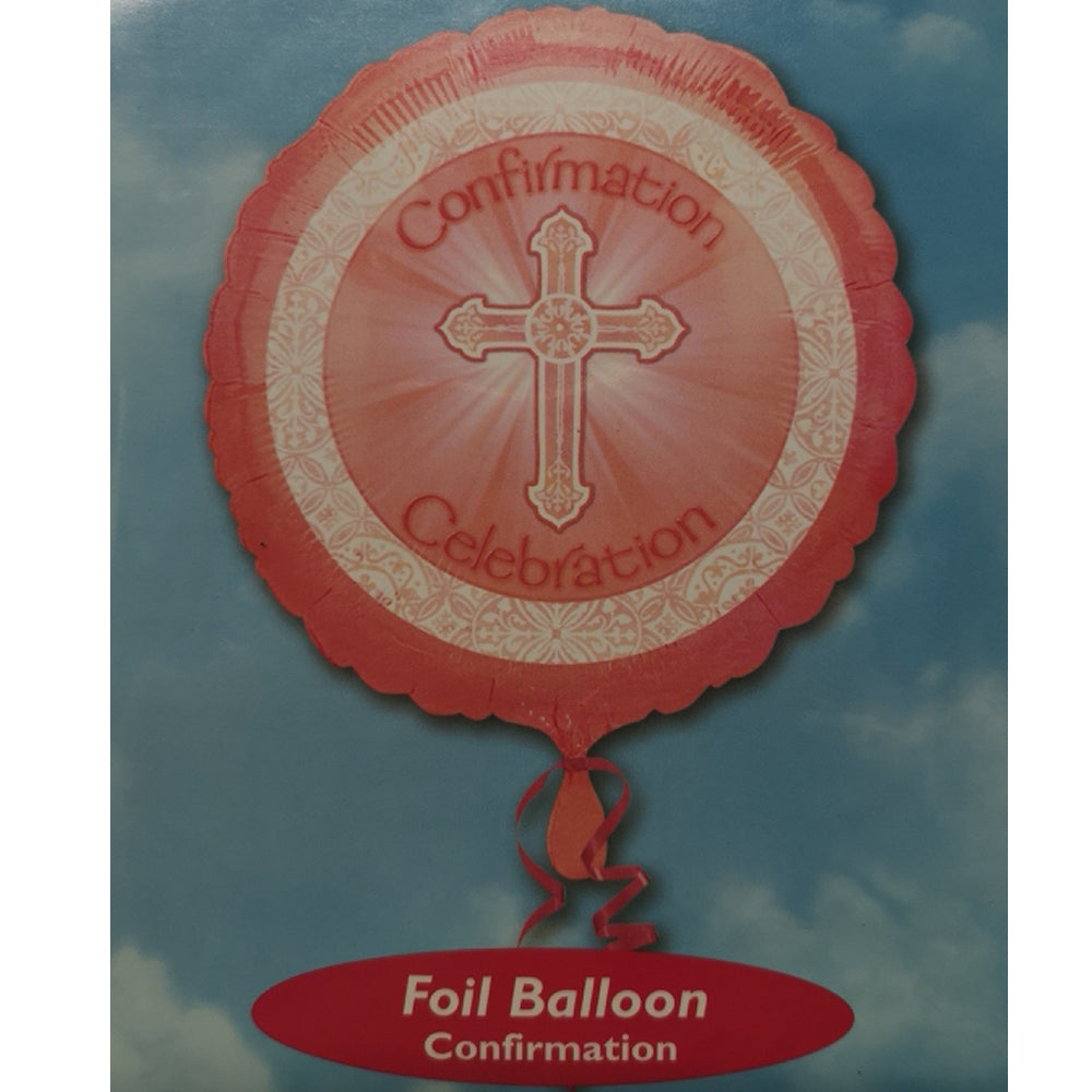 Pink Cross Confirmation 18" Foil balloon - **UNINFLATED**