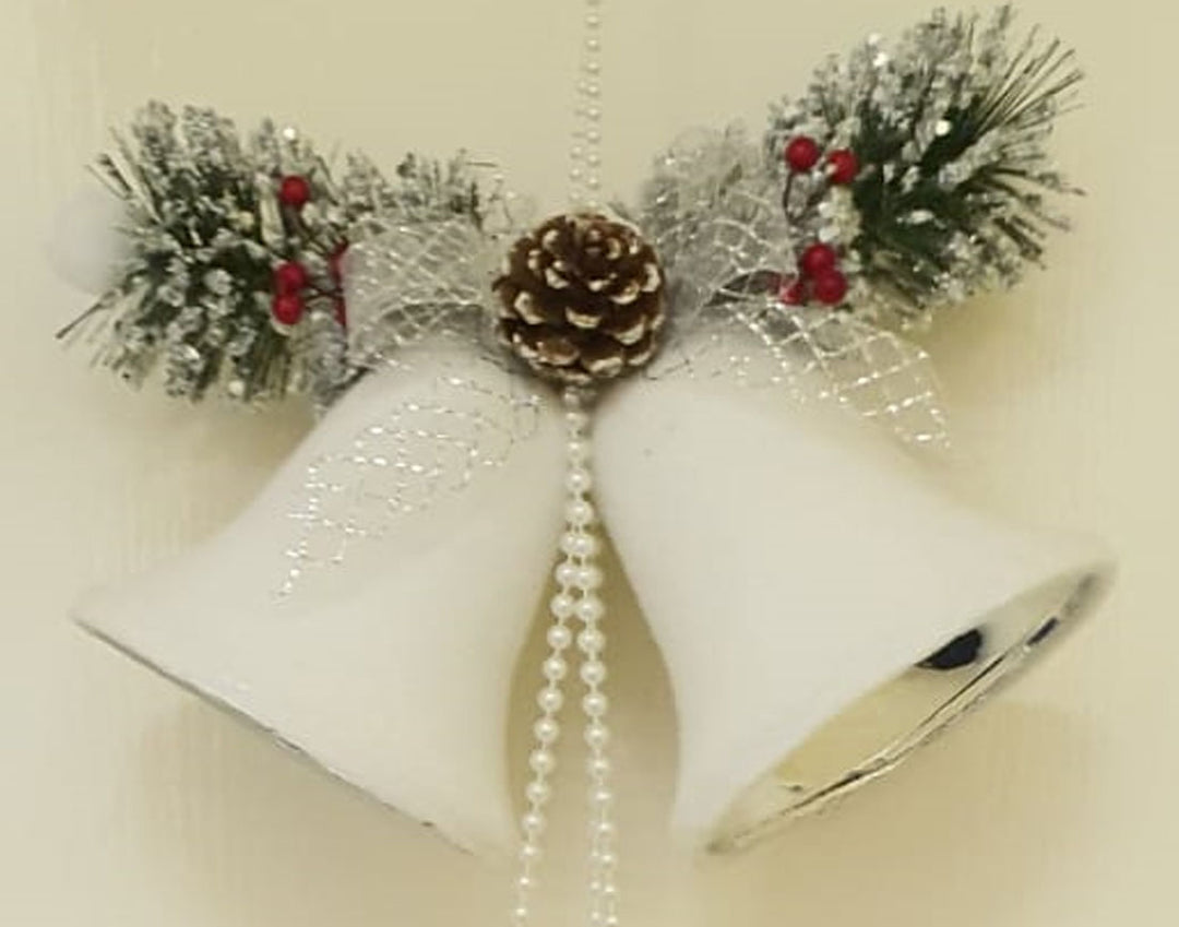 5 White Snow Bells - Hanging Xmas Decoration