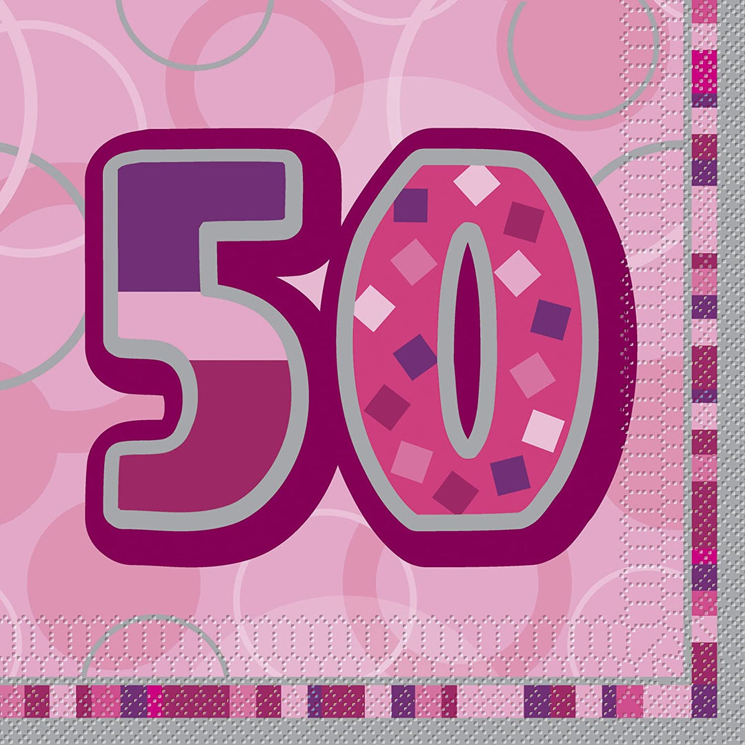 Napkins - 50th Glitz Pink