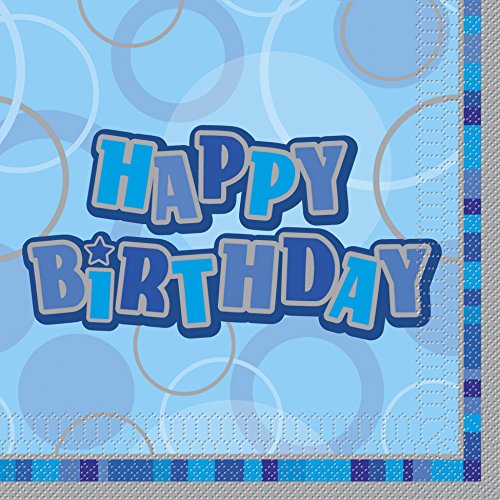 Napkins - Happy Birthday Glitz Blue