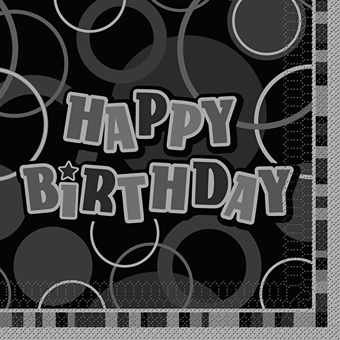 Napkins - Happy Birthday Glitz Black