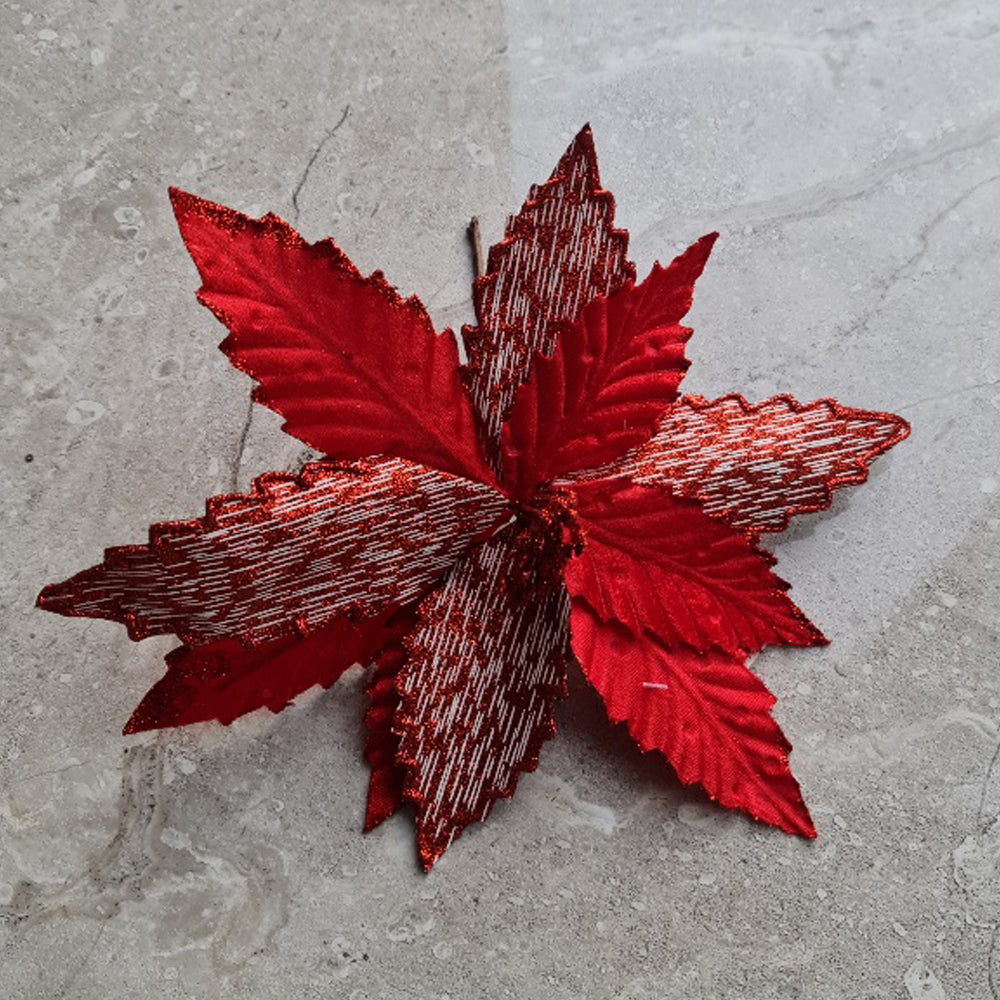 Red leaf flower snow tipped