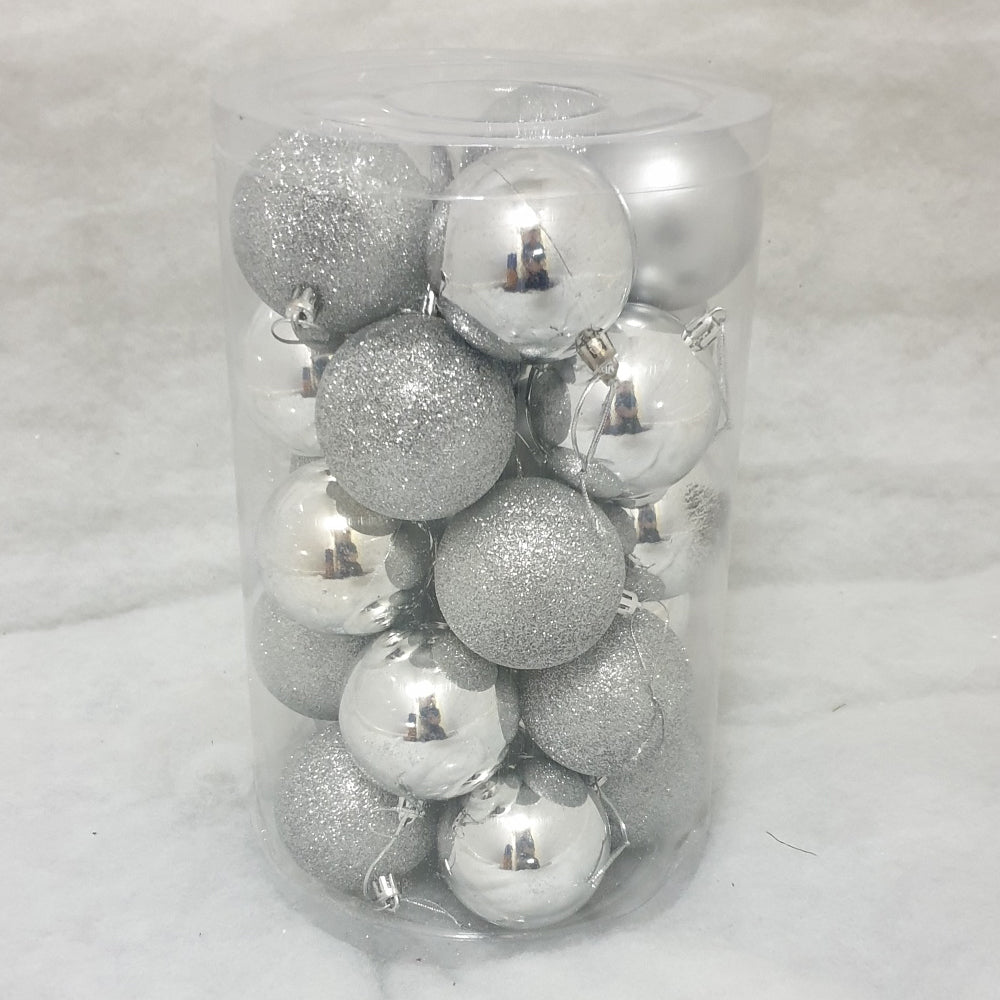 25 Christmas Baubles - Silver - 7cm - Strings Attached