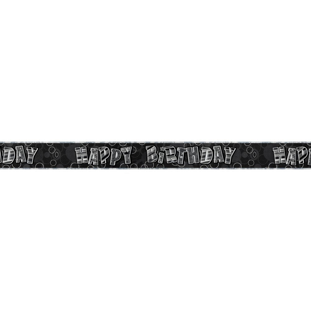Birthday Glitz Strip Banner - Black