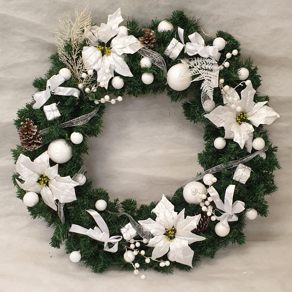 Pre dressed white wreath