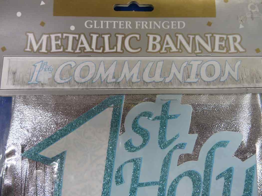 Blue Glitter Fringed Communion Banner