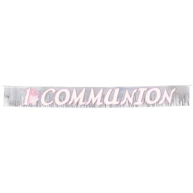 Pink Glitter Fringed Communion Banner