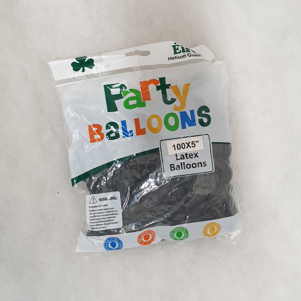 Black Balloons - E69 bag of 100 x 5" Eire Pastel Black Balloons