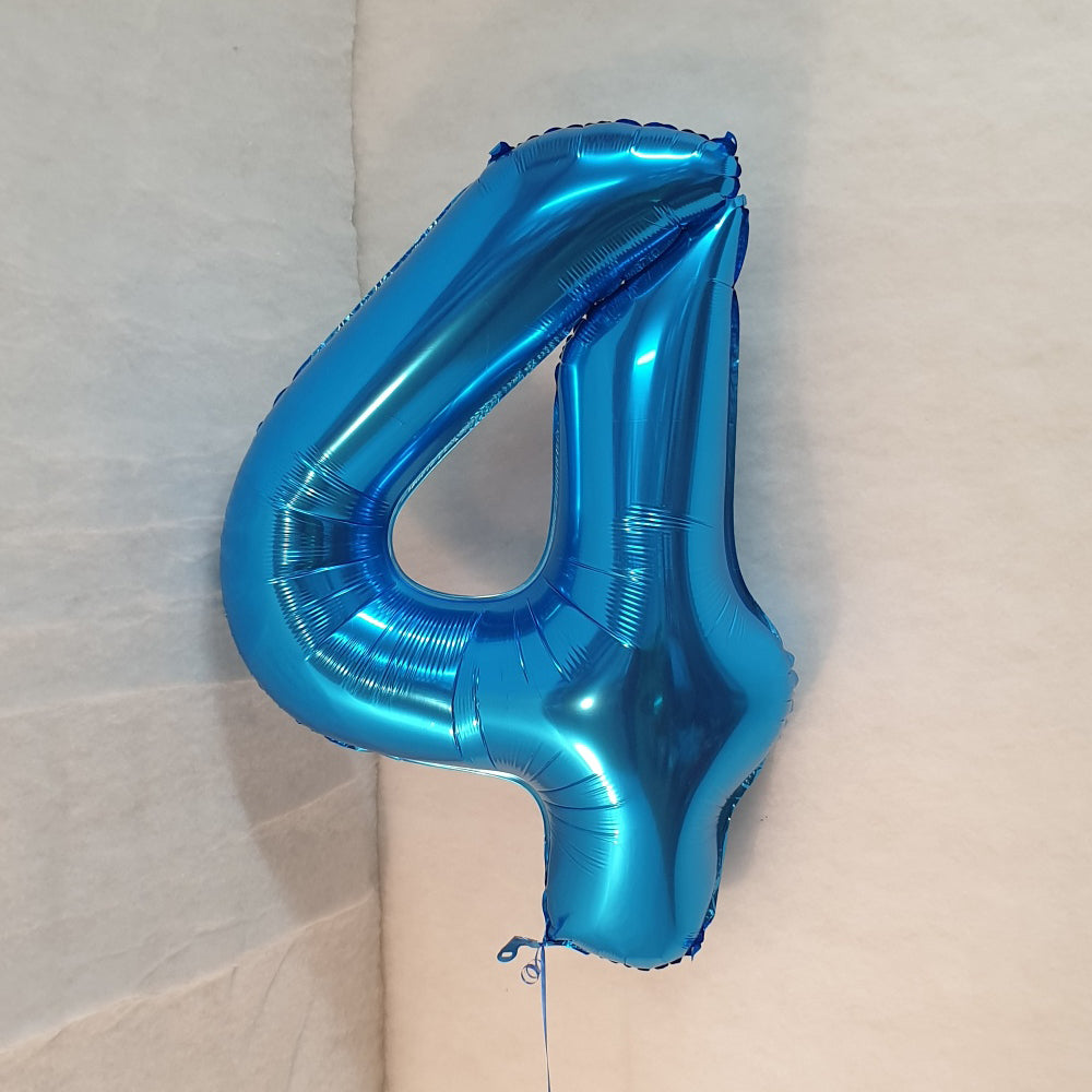 Blue Number 4 Balloon - 42" foil Balloon - uninflated
