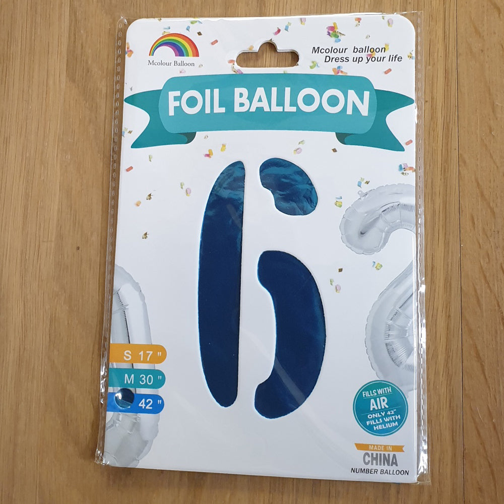 Blue Number 9 Balloon - 42" foil Balloon - uninflated