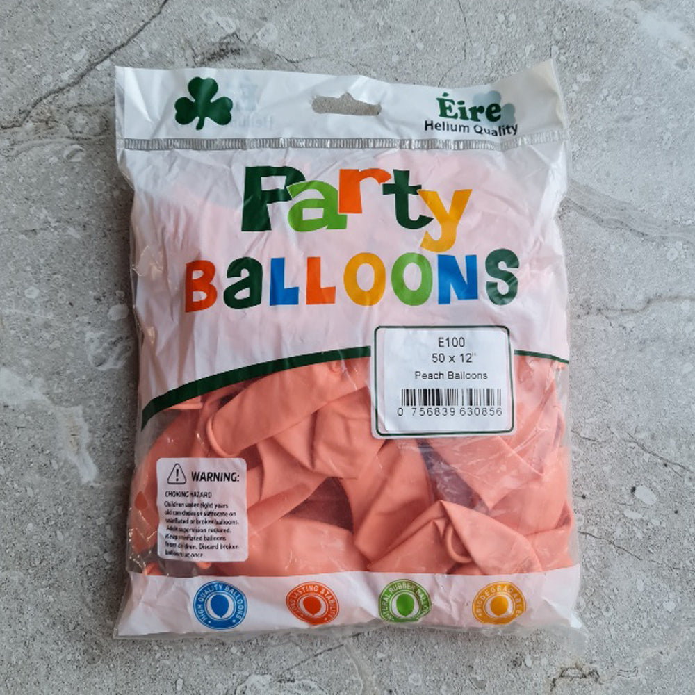 Peach Balloons - E100 Bag Of 50 Eire Pastel Balloons