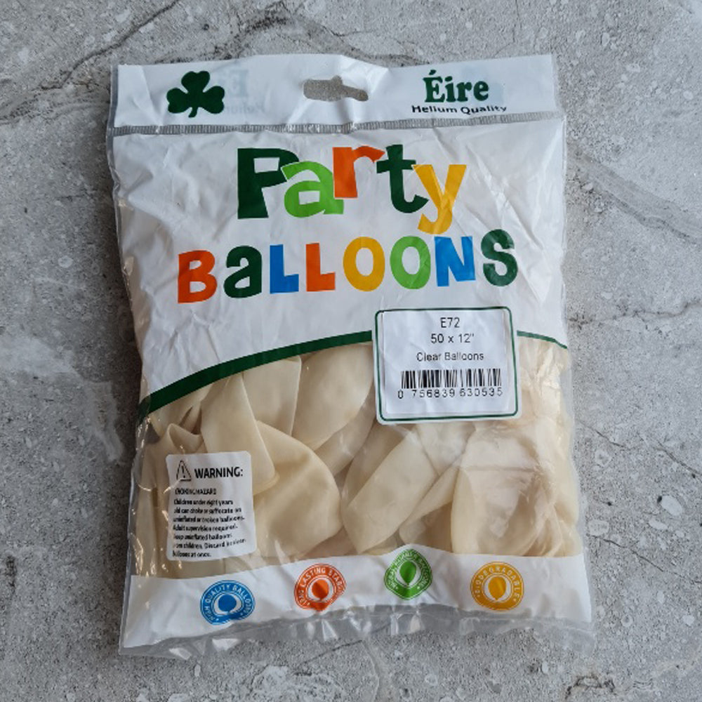 Clear Balloons - E72 Bag Of 50 Eire Pastel Balloons