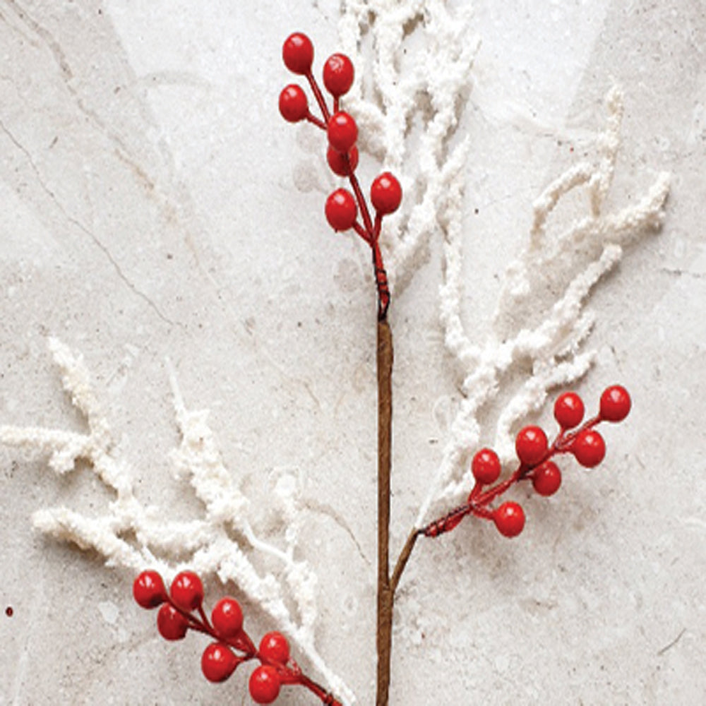 Frosted Holly Berry Twig