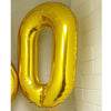 Gold Number 0 Balloon - 42" foil Balloon - uninflated