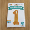 Gold Number 1 Balloon - 42" foil Balloon - uninflated