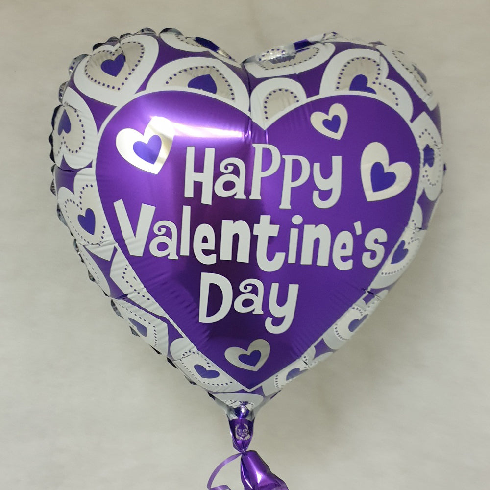 Happy Valentines day balloon - purple - uninflated