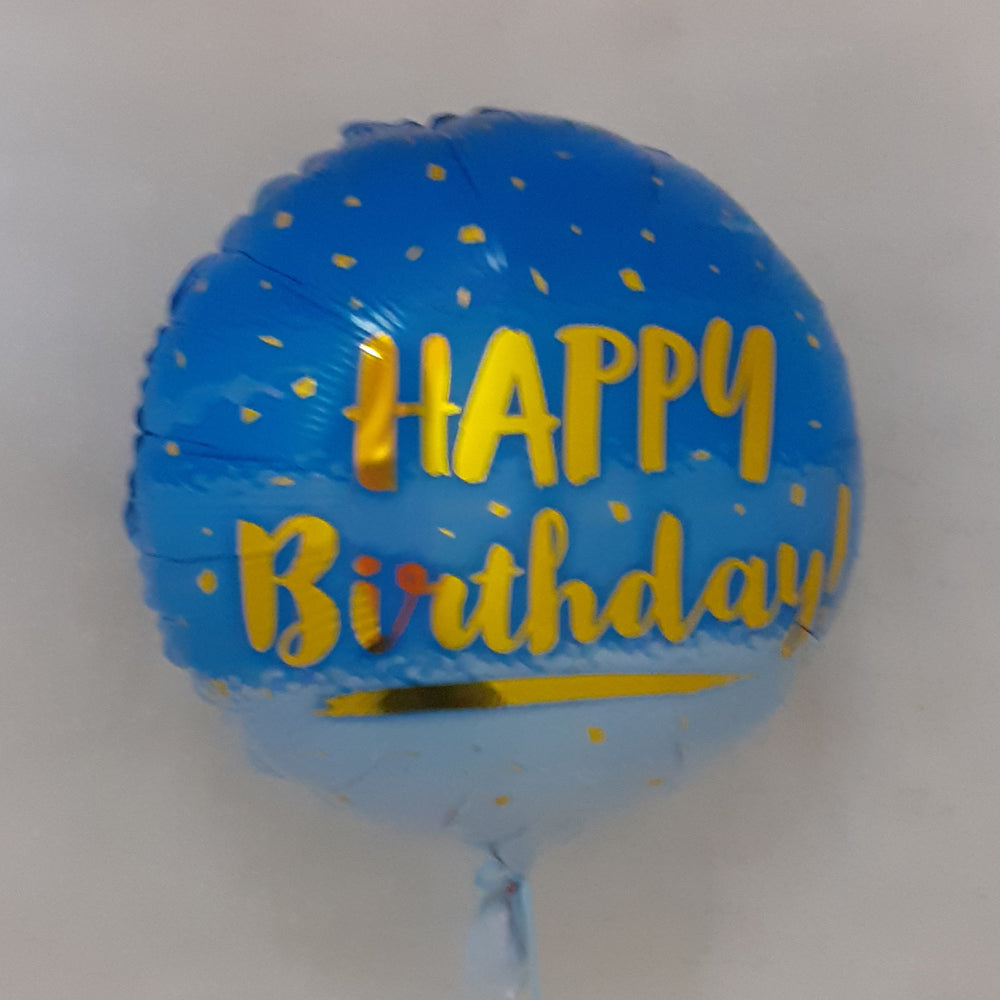 Happy Birthday Balloon - All blue - uninflated