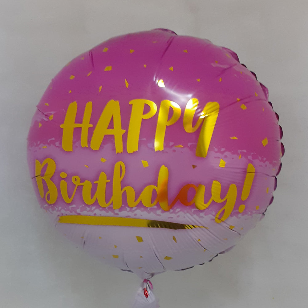 Happy Birthday Balloon - All pink - uninflated