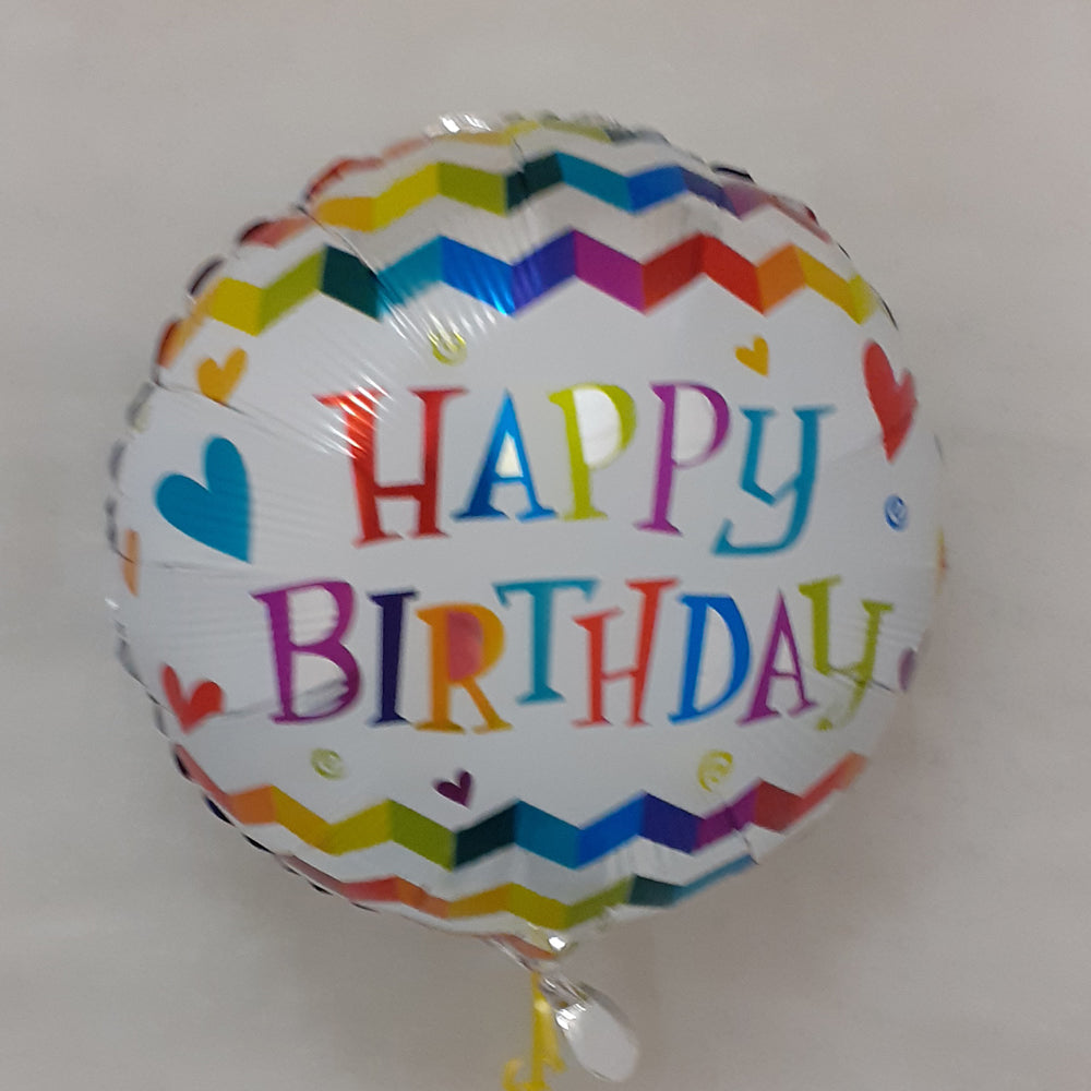 Happy Birthday Balloon - White hearts - uninflated