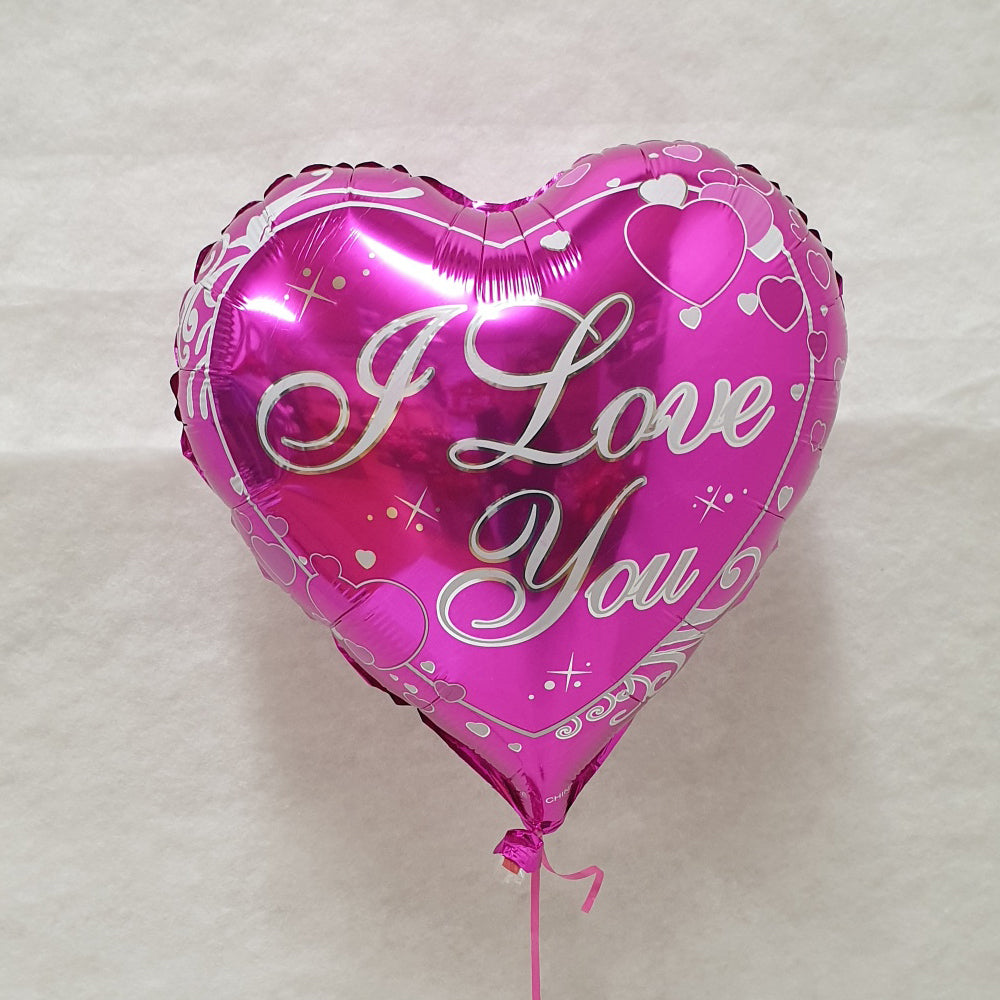 I Love You Balloon - Pink heart- Uninflated