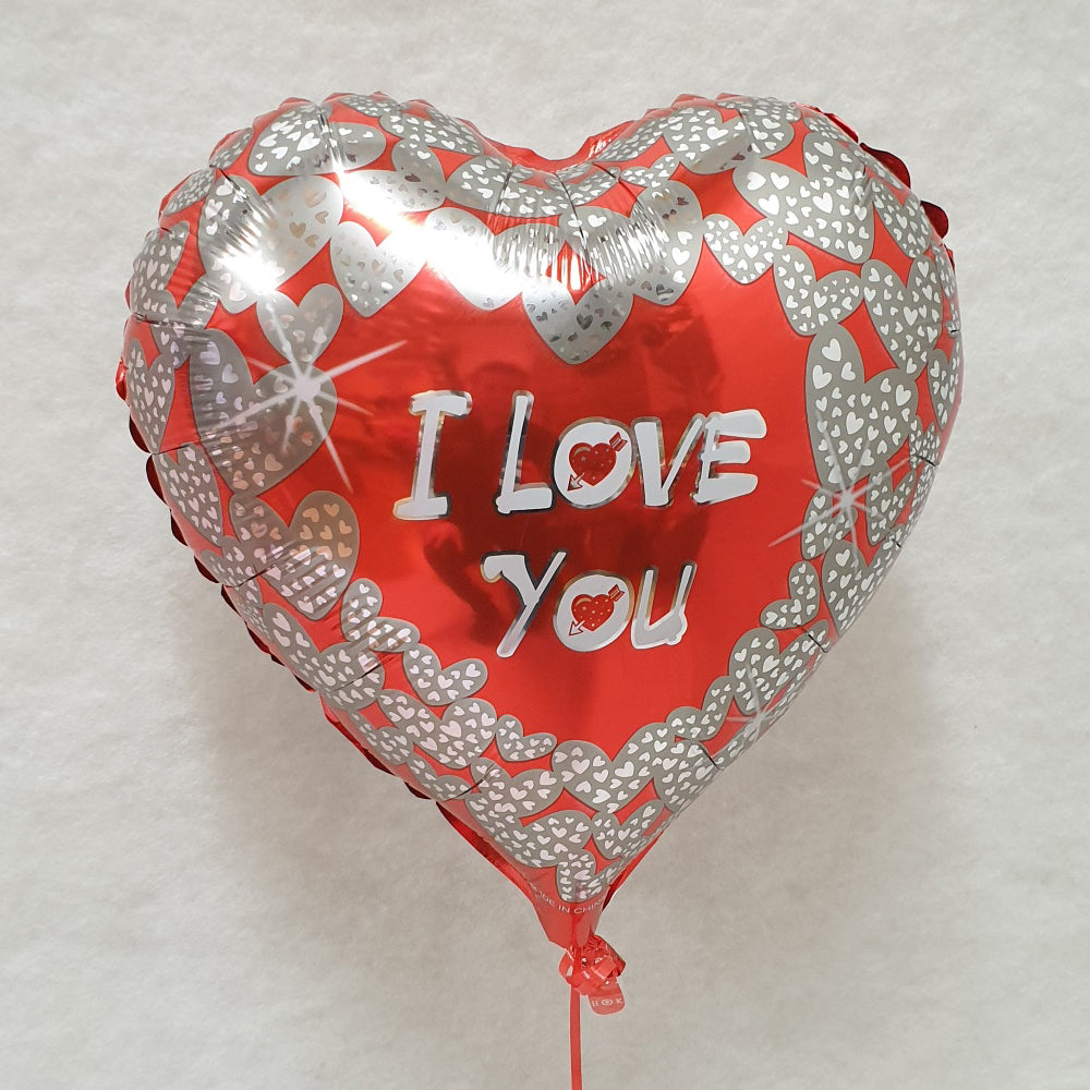 I Love You Balloon -Silver Hearts - Uninflated