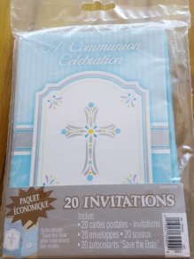 Blessings Blue Communion Invitations