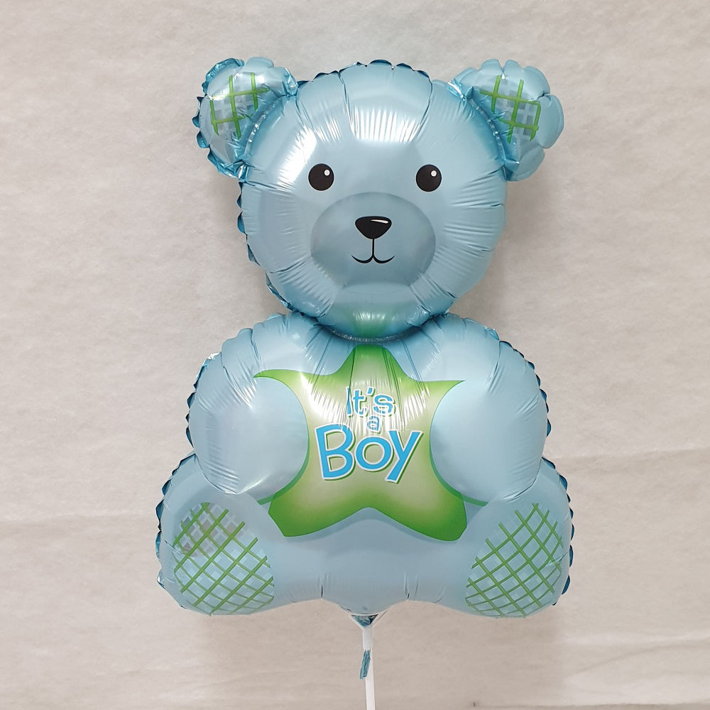 Baby Boy - teddy bear shape foil balloon - uninflated
