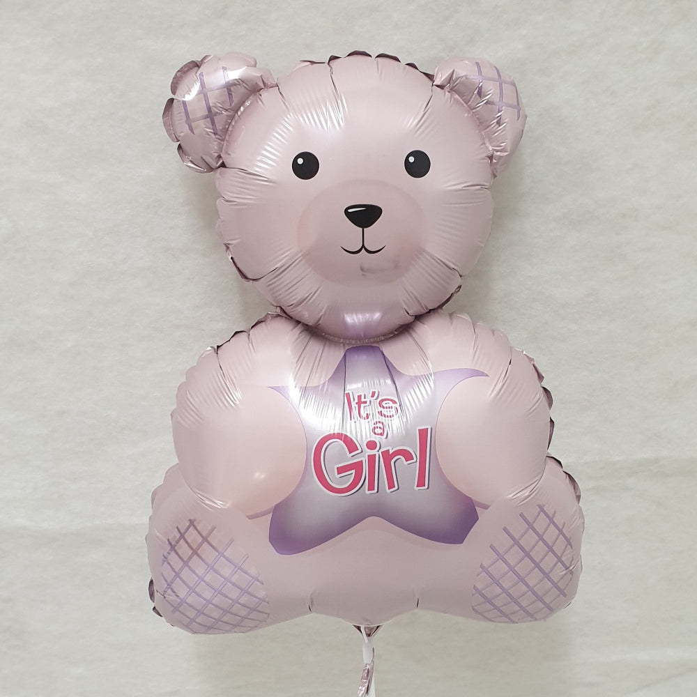 Baby Girl - teddy bear shape foil balloon - uninflated