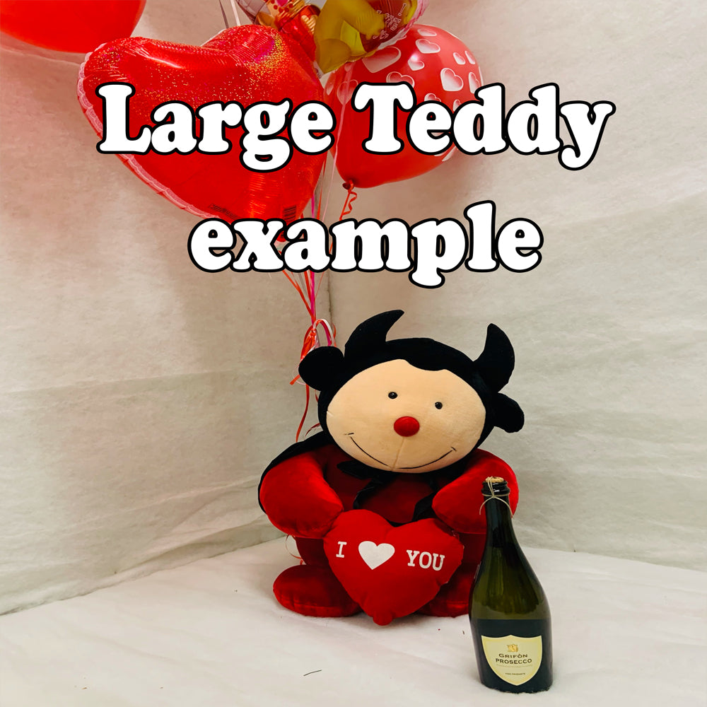 Valentines bouquet with Teddy and Prosecco
