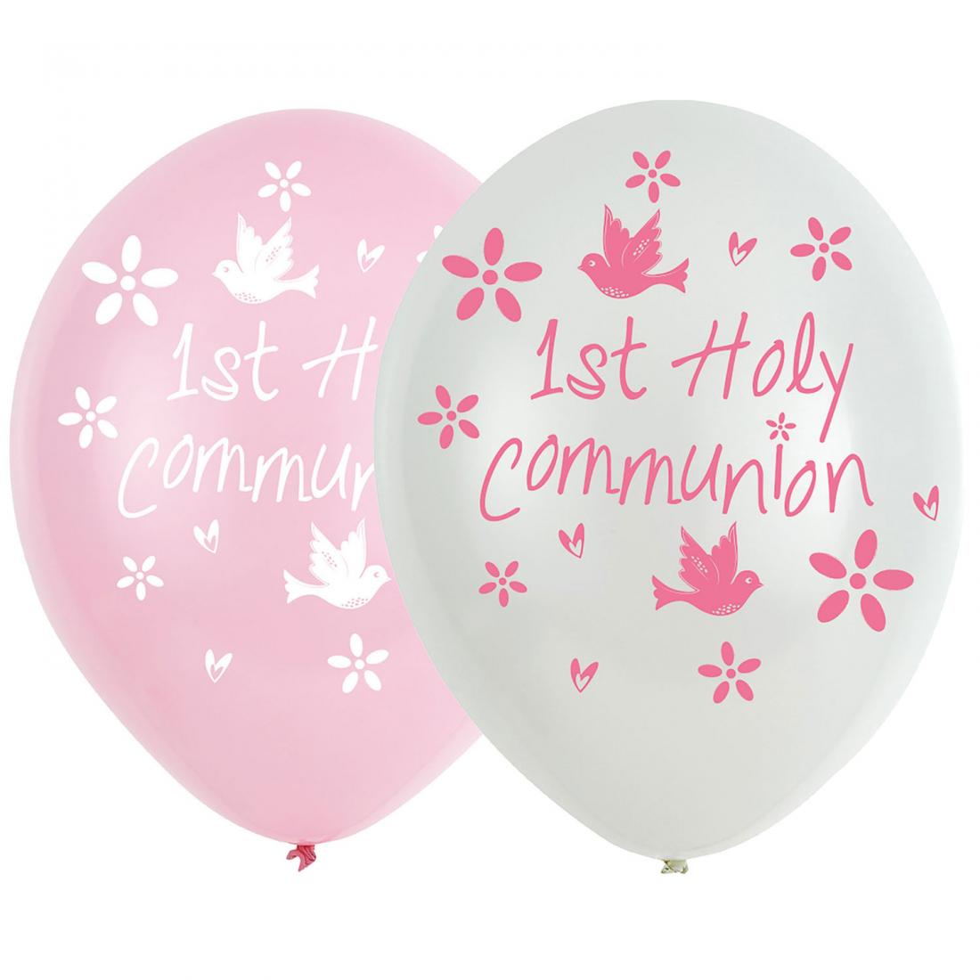 Latex Balloons - Pack of 6 Pink Communion