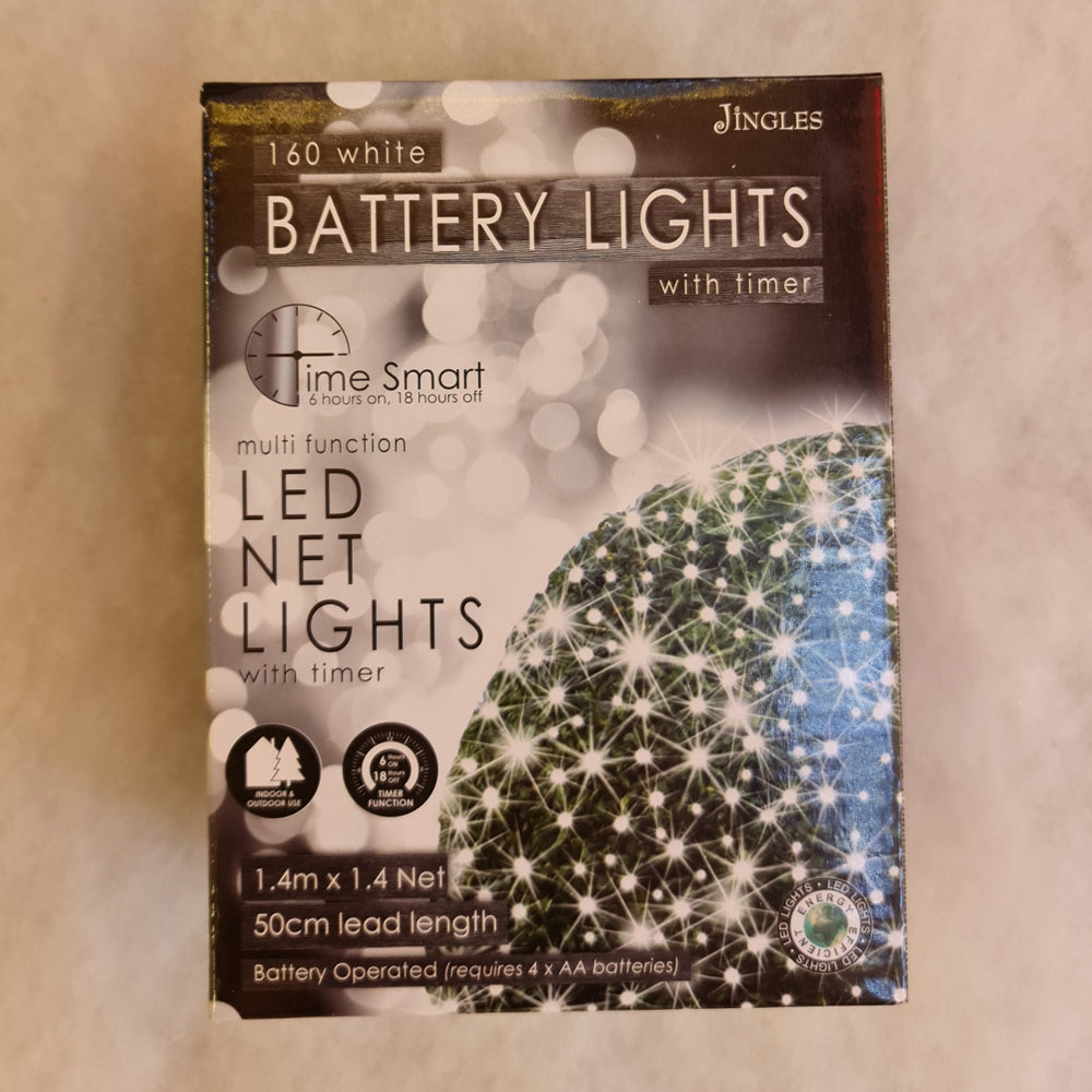 Battery Christmas net lights - set of 160 ice white
