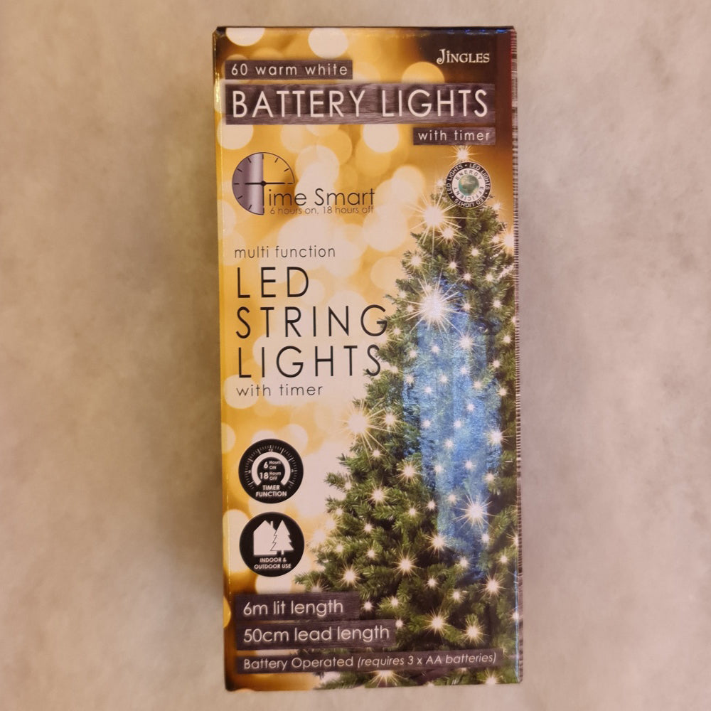 Battery Christmas lights - set of 60 warm white