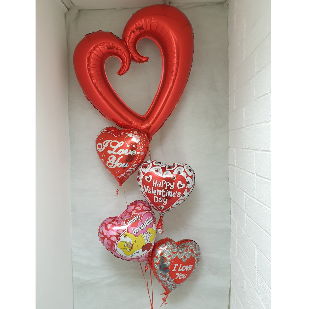 Heart shape balloon bouquet - 5 balloons