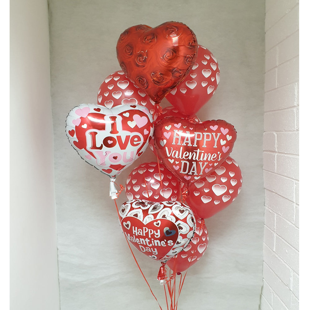 Heart Valentines bouquet - 10 balloons