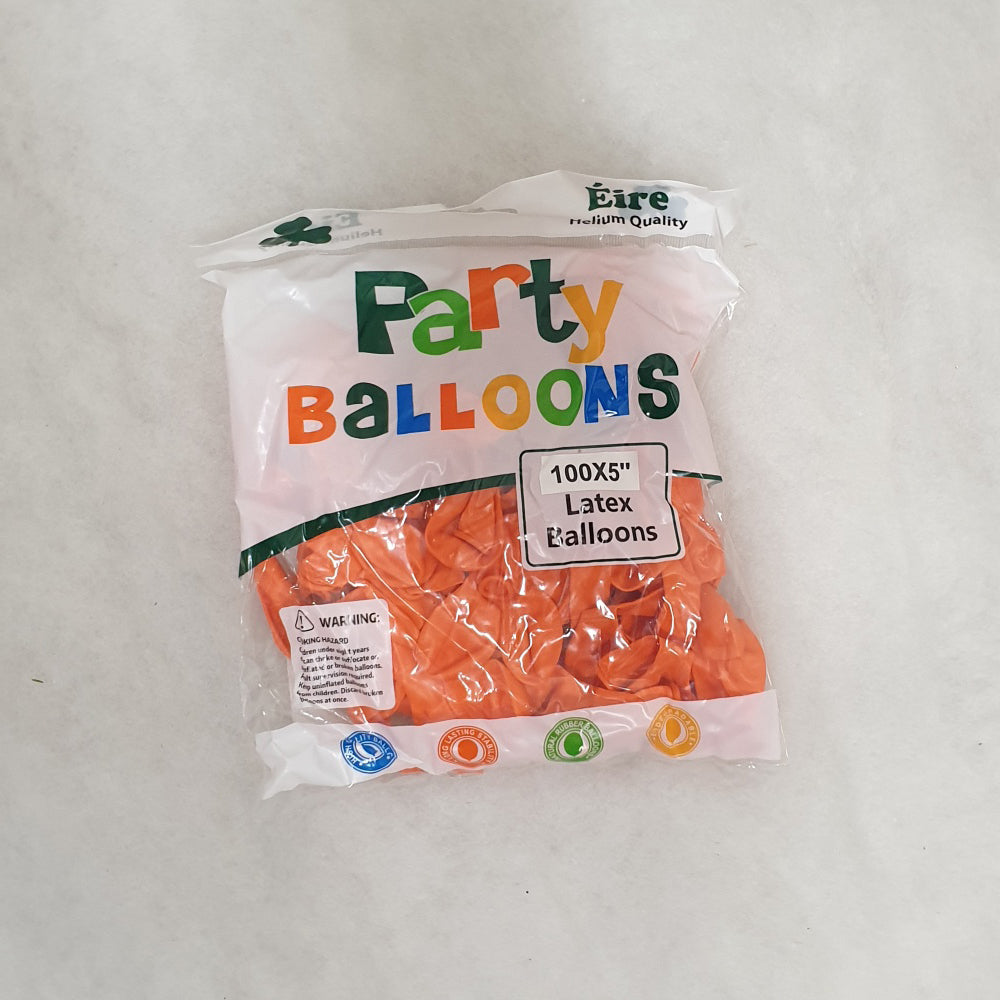 Orange Balloons - E64 bag of 100 x 5" Eire Pastel Orange Balloons