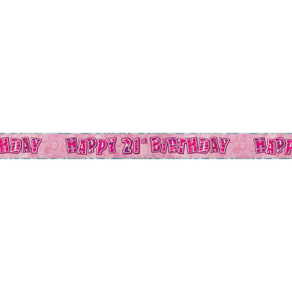 Birthday Glitz Strip Banner - Pink 21st Birthday