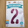 Pink Number 2 Balloon - 42" foil Balloon - uninflated